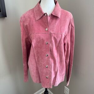 Revue Pink 100% Genuine Suede Leather‎ Jacket Womens Size 10 Snap